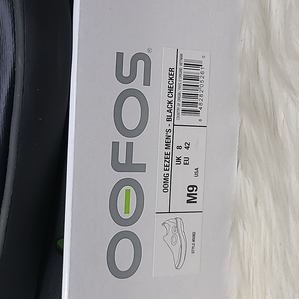 Men's OOFOS Slip On Shoes Size 9M Black Canvas  Checker Print Athleisure Gym Fun - Picture 3 of 6